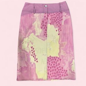 Sorel Pink and Cream Abstract Print Pencil Skirt